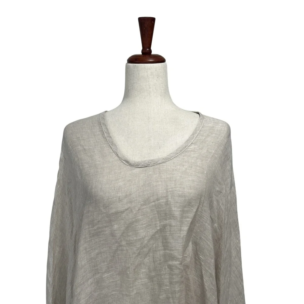 Crown Linen Designs Shawl Asymmetric 100% Linen Oatmeal Beige Natural